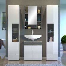 Badezimmerspiegelschrank >Daily< in Weiß Hochglanz - 60x77x18 (BxHxT)