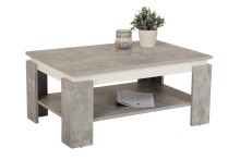 Couchtisch >TIM II< in beton/weiß aus Holzwerkstoff - 90x40x60cm (BxHxT)