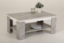Couchtisch >TIM II< in beton/weiß aus Holzwerkstoff - 90x40x60cm (BxHxT)