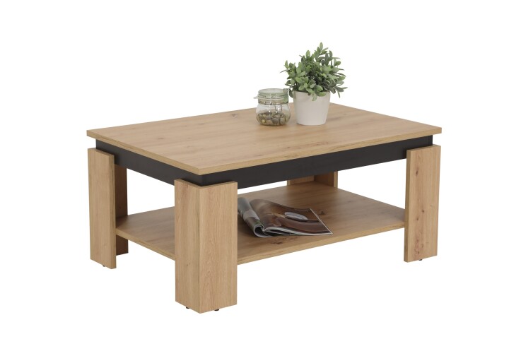 Couchtisch >TIM II< in Artisan Eiche aus Holzwerkstoff - 90x40x60cm (BxHxT)