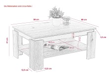 Couchtisch >TIM II< in Artisan Eiche aus Holzwerkstoff - 90x40x60cm (BxHxT)