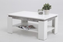 Couchtisch >TIM II< in weiß/Beton-Optik aus Holzwerkstoff - 90x40x60cm (BxHxT)