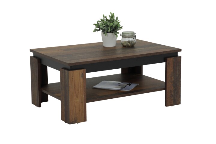 Couchtisch >TIM II< in Oldwood/schwarz aus Holzwerkstoff - 90x40x60cm (BxHxT)