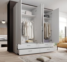 Kleiderschrank >Spazio< in Weiß - 183,1x198,6x48cm (BxHxT)