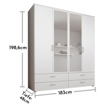 Kleiderschrank >Spazio< in Weiß - 183,1x198,6x48cm (BxHxT)