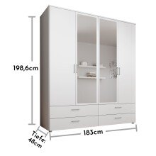 Kleiderschrank >Spazio< in Weiß - 183,1x198,6x48cm (BxHxT)
