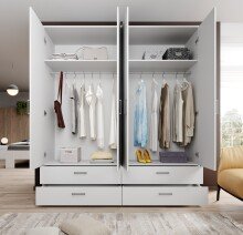 Kleiderschrank >Spazio< in Weiß - 183,1x198,6x48cm (BxHxT)