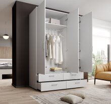 Kleiderschrank >Spazio< in Weiß - 137,8x198,6x48cm (BxHxT)