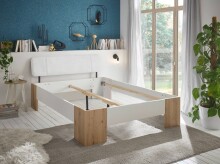 Bett >Lino< in Artisan Eiche / Weiß - 145x81x214cm (BxHxT)