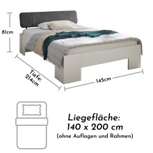 Bett >Lino< in Weiß - 145x81x214cm (BxHxT)