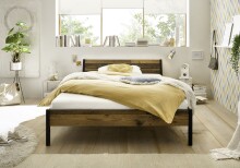 Bett >Marseille< in Old Style Dunkel - 146,4x73,4x215,6cm (BxHxT)