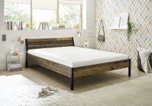 Bett >Marseille< in Old Style Dunkel - 146,4x73,4x215,6cm (BxHxT)