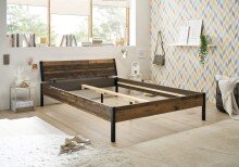 Bett >Marseille< in Old Style Dunkel - 146,4x73,4x215,6cm (BxHxT)
