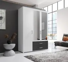 Kleiderschrank >Ivar< in Weiß Abs. Graphit -...