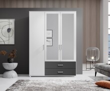 Kleiderschrank >Ivar< in Weiß Abs. Graphit - 125x190x51cm (BxHxT)