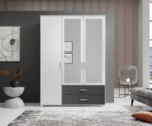 Kleiderschrank >Ivar< in Weiß Abs. Graphit -...