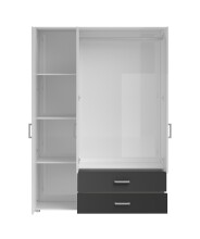 Kleiderschrank >Ivar< in Weiß Abs. Graphit - 125x190x51cm (BxHxT)