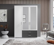 Kleiderschrank >Ivar< in Weiß Abs. Graphit - 125x190x51cm (BxHxT)