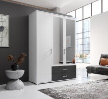 Kleiderschrank >Ivar< in Weiß Abs. Graphit -...
