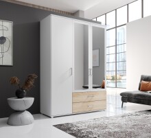 Kleiderschrank >Ivar< in Weiß Abs. Eiche Sonoma - 125x190x51cm (BxHxT)