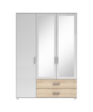 Kleiderschrank >Ivar< in Weiß Abs. Eiche Sonoma - 125x190x51cm (BxHxT)
