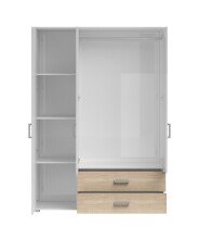 Kleiderschrank >Ivar< in Weiß Abs. Eiche Sonoma - 125x190x51cm (BxHxT)