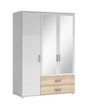 Kleiderschrank >Ivar< in Weiß Abs. Eiche Sonoma - 125x190x51cm (BxHxT)