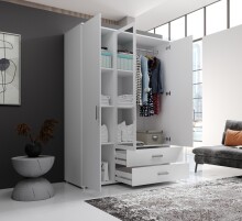 Kleiderschrank >Ivar< in Weiß - 125x190x51cm (BxHxT)