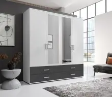 Kleiderschrank >Ivar< in Weiß Abs. Graphit -...