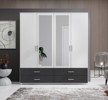 Kleiderschrank >Ivar< in Weiß Abs. Graphit - 180x190x51cm (BxHxT)