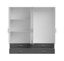 Kleiderschrank >Ivar< in Weiß Abs. Graphit - 180x190x51cm (BxHxT)