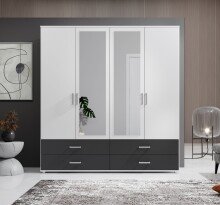 Kleiderschrank >Ivar< in Weiß Abs. Graphit - 180x190x51cm (BxHxT)