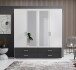 Kleiderschrank >Ivar< in Weiß Abs. Graphit - 180x190x51cm (BxHxT)