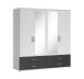 Kleiderschrank >Ivar< in Weiß Abs. Graphit - 180x190x51cm (BxHxT)