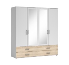Kleiderschrank >Ivar< in Weiß Abs. Eiche...