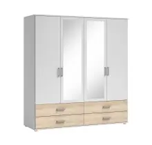 Kleiderschrank >Ivar< in Weiß Abs. Eiche...