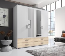 Kleiderschrank >Ivar< in Weiß Abs. Eiche Sonoma - 180x190x51cm (BxHxT)