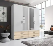 Kleiderschrank >Ivar< in Weiß Abs. Eiche...