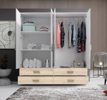 Kleiderschrank >Ivar< in Weiß Abs. Eiche Sonoma - 180x190x51cm (BxHxT)