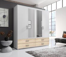 Kleiderschrank >Ivar< in Weiß Abs. Eiche Sonoma - 180x190x51cm (BxHxT)