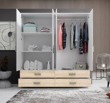 Kleiderschrank >Ivar< in Weiß Abs. Eiche Sonoma - 180x190x51cm (BxHxT)