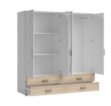 Kleiderschrank >Ivar< in Weiß Abs. Eiche Sonoma - 180x190x51cm (BxHxT)