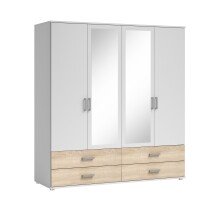 Kleiderschrank >Ivar< in Weiß Abs. Eiche...