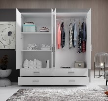 Kleiderschrank >Ivar< in Weiß - 180x190x51cm (BxHxT)