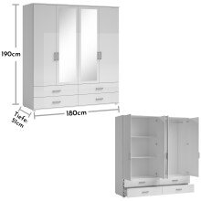 Kleiderschrank >Ivar< in Weiß - 180x190x51cm (BxHxT)