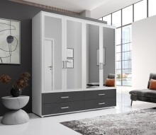 Kleiderschrank >Ivar< in Weiß Abs. Graphit -...