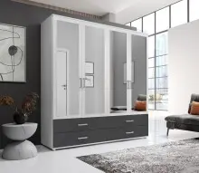 Kleiderschrank >Ivar< in Weiß Abs. Graphit -...