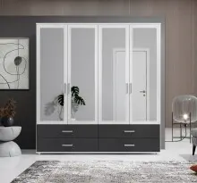 Kleiderschrank >Ivar< in Weiß Abs. Graphit -...