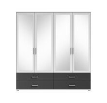 Kleiderschrank >Ivar< in Weiß Abs. Graphit - 180x190x51cm (BxHxT)