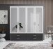 Kleiderschrank >Ivar< in Weiß Abs. Graphit - 180x190x51cm (BxHxT)